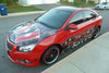 tribal checkered flag wrap on red chevy car